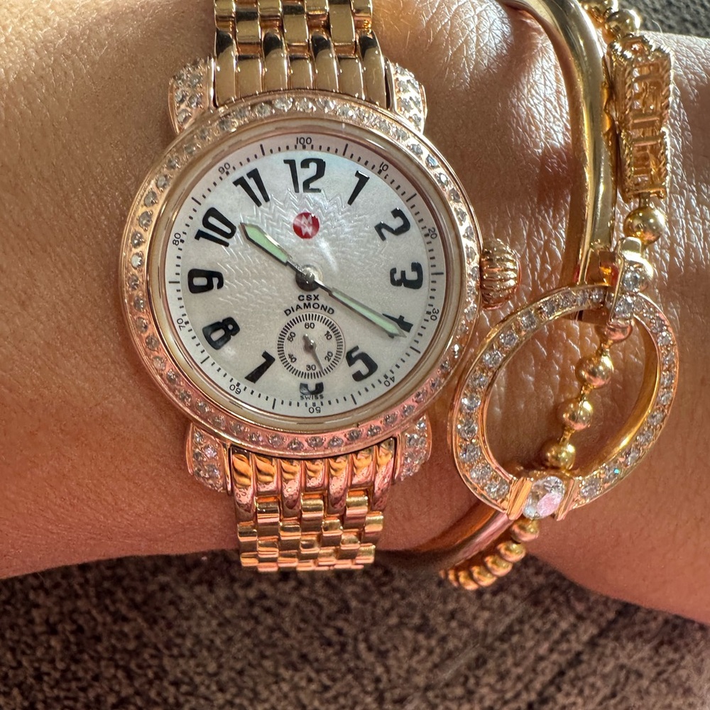 $3900 Stunning Michele CSX Diamond Rose Gold Watch 26mm Excellent Condition - Picture 12 of 16